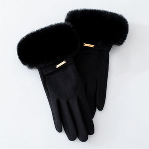 Guantes de Terciopelo al por Mayor con Puños de Piel Sintética, Lindos, de Alta Calidad, Térmicos, para Uso Diario en Exteriores, para Mujer, Invierno - Product Image 3