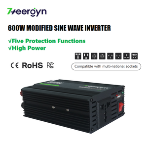 Inversor de Onda Sinusoidal Modificada de 600W, Pico de 1200W, Convertidor de Corriente para Auto de 12V/24V CC a 110V/220V CA con Puertos USB para RV, Camiones y Camping - Product Image 2