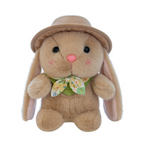 Adorable Peluche Lapin Mignon avec Chapeau, Douce Poupée en Tissu pour Enfants, Jouet en Peluche Kawaii pour Machine à Pinces