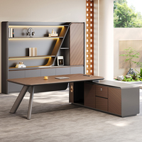 Bureau de direction personnalisé en L avec armoire pour immeuble de bureaux