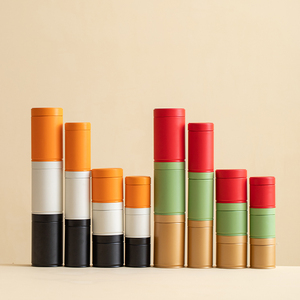 Boîte en fer blanc ronde petite taille RTS 50g 60g 100g pour matcha, <span class=keywords><strong>café</strong></span> en <span class=keywords><strong>grains</strong></span>, thé, avec couvercle à vis, pour le stockage de snacks, bonbons et biscuits - Product Image 1