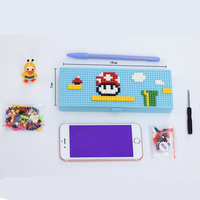 2 Trousse à crayons multifonctionnelle Boîte à papeterie en plastique avec bloc de bricolage Cadeau d'étudiant
