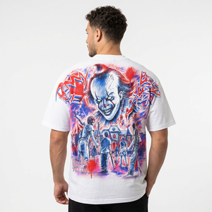 T-shirt blanc à manches courtes pour homme, col roulé, coupe classique, imprimé numérique personnalisé, 100 % coton, infroissable - Product Image 6