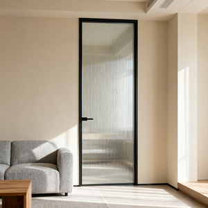 Puerta Batiente de Doble Vidrio con Marco Delgado de Aluminio de Diseño Minimalista, Puerta Moderna para Baño, Impermeable y Personalizable - Product Image 4