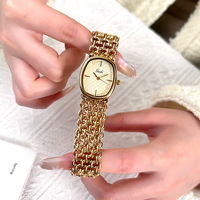 GEDI 52106 Kleid-Uhr Mode Vintage Damen Quarz-Armbanduhr Edelstahl Wasserdicht Luxus-Geschenk Armband Mädchen-Uhren