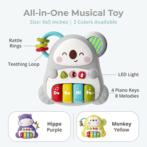 Jouet musical pour bébé, clavier de <span class=keywords><strong>piano</strong></span> en plastique, 18+ mois, 8 gammes, hochet éducatif pour l'apprentissage des tout-petits, cadeau - Product Image 5