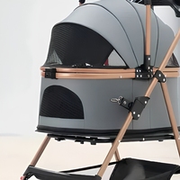 Poussette pliable multifonctionnelle moderne à 4 roues pour animaux de compagnie avec panier de transport séparé, chariot de voyage portable et panier de rangement pour chats