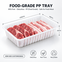 Barquette alimentaire en plastique PP blanc personnalisable, à parois côtelées, 60 mm, jetable, empilable, pour emballage de viande et de fruits, qualité alimentaire