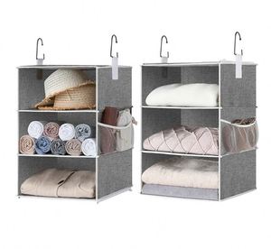 Organizadores de Armario Colgantes de 6 Estantes Wholesale Storage Works, Dos Estantes Colgantes Separables de 3 Niveles, Color Gris - Product Image 2