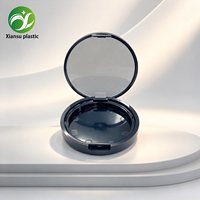 Boîte à poudre noire écologique en gros, portable, avec boucle, pour cosmétiques et outils de maquillage, en plastique ABS, avec miroir