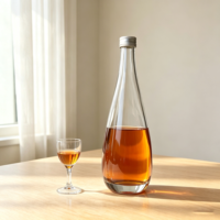 Bouteille en verre transparente pour spiritueux, corps bombé, col long et étroit, base épaisse, vente en gros directe usine Chine