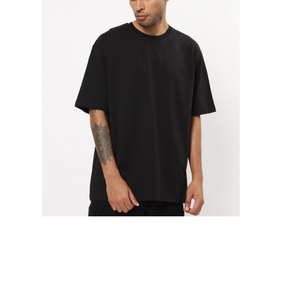 T-shirt personnalisé épais 100% coton pour hommes, surdimensionné, respirant, à épaules tombantes, design uni de compression de grande taille pour l'été - Product Image 3