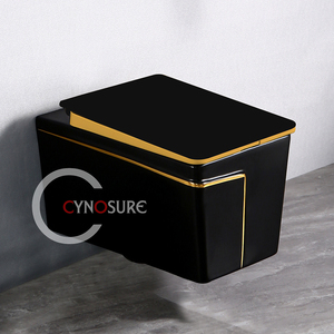 Wc moderne Salle de bain Toilettes Noir mat avec or Céramique Cuvette WC suspendu Salle de bain Céramique Wc Toilette - Product Image 3