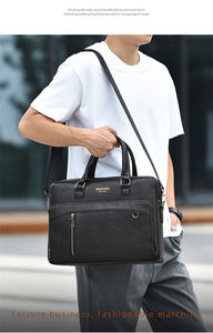 Maletín Ejecutivo Cruzado de Viaje de Negocios, de Cuero PU Negro, Suave, Impermeable, para Portátil, con Gran Capacidad para el Trabajo - Product Image 5