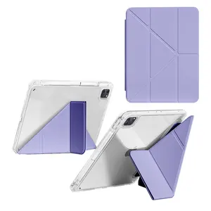 Capa de couro para tablet Folio Flip PU inteligente transparente para iPad Air 4 5 10.9 Pro 11 2020 2022