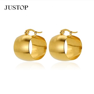 Trendy Hoop Waterproof Stainless Steel Gold Plated Hypoallergenic Women's <b>Earrings</b> Set-JUSTOP Brand MOQ 30 - Product Image 5