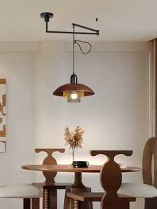 <span class=keywords><strong>Lustre</strong></span> de restaurant en <span class=keywords><strong>fer</strong></span> forgé couleur noyer style vintage, silencieux, en PMMA, à économie d'énergie, pour table de salle à manger d'auberge et ambiance de bar - Product Image 3
