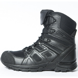 Scarpe Tattiche in Pelle Nera a Taglio Medio per Uomo e <span class=keywords><strong>Donna</strong></span>, Stivali da Combattimento con Punta in Acciaio per Escursionismo e Sicurezza - Product Image 2