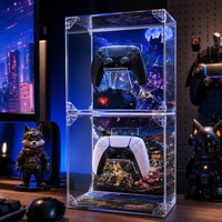 Kotak Penyimpanan dan Penampil Gamepad Akrilik Transparan Anti Debu untuk PS5 Xbox, Dapat Ditumpuk, Organizer Koleksi Gaming Desktop