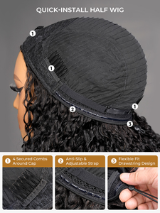 Soffice bacchetta 3-in-1 mezza parrucca con coulisse senza pizzo facile da indossare <span class=keywords><strong>capelli</strong></span> Remy vergini indiani all'ingrosso - Product Image 6