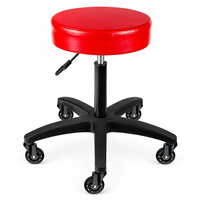 Nouvelle Arrivée Tabouret Pivotant à Roulettes Réglable avec Siège Rembourré en Mousse PU, Base en MDF et 5 Roulettes à Glisse Lisse pour Cosmétologie
