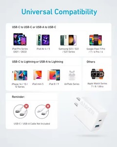 Nouveau <span class=keywords><strong>chargeur</strong></span> mural USB C Anker 2 en 1 20W Double port USB <span class=keywords><strong>Chargeur</strong></span> <span class=keywords><strong>rapide</strong></span> blanc pour <span class=keywords><strong>iPhone</strong></span> 15 - Product Image 5