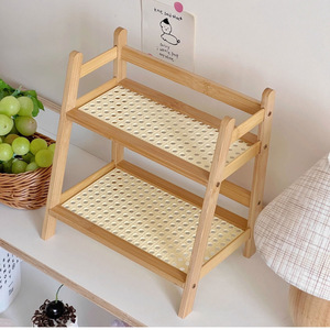 Double Layer Desktop <b>Shelf</b> Wooden Storage Organizer For Kitchen Office <b>Bedroom</b> Living Room Multifunctional Neatening Rack - Product Image 1