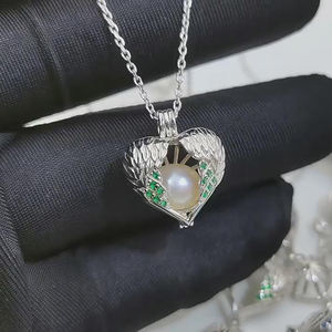 MYF Jaulas de perlas Plata 925 Medallón celta últimas mujeres colgante collar kit conjunto deseo perla jaulas plata 925 medallón celta - Product Image 1