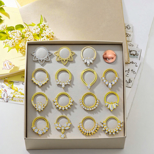 Xincocus Septum Clicker anelli in acciaio inox cartilagine Tragus hop <span class=keywords><strong>Helix</strong></span> Daith orecchino a segmento incernierato <span class=keywords><strong>anello</strong></span> del naso <span class=keywords><strong>per</strong></span> le donne - Product Image 3