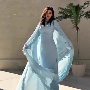 D-06 2025 Abito Vintage a Maniche a Campana con Volant per Donna, Produzione ODM in Chiffon per Commercio Estero - Product Image 1