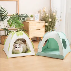 Rumah kucing hewan peliharaan, aksesori tenda tempat tidur anjing berventilasi keren dan bernapas