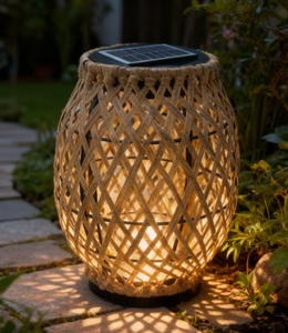 Lanterne Solari Retrò <span class=keywords><strong>da</strong></span> <span class=keywords><strong>Esterno</strong></span>, <span class=keywords><strong>Lampade</strong></span> in Rattan a <span class=keywords><strong>Energia</strong></span> <span class=keywords><strong>Solare</strong></span>, Lanterna LED Riciclabile, Luci Decorative Solari <span class=keywords><strong>da</strong></span> <span class=keywords><strong>Esterno</strong></span> in Rattan - Product Image 4