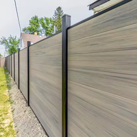 Ensemble de panneaux de clôture en WPC à grain de bois 3D, clôture composite pour l'intimité avec poteau en aluminium pour villa, cour, utilisation extérieure