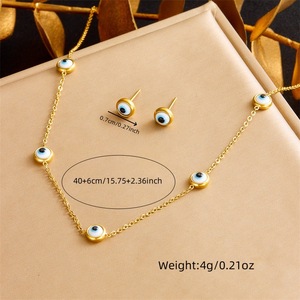 European American Fashion Turquoise Eye Chain Stainless Steel Necklace Earring <b>Bracelet</b> <b>Set</b> Unisex Gift Jewelry - Product Image 4