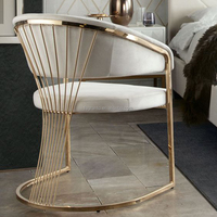 Chaise de Salle à Manger d'Hôtel Luxe Léger, Fauteuil de Restaurant Moderne avec Structure en Acier Inoxydable Doré