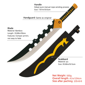 Fábrica al por mayor Seven Deadly Sins <span class=keywords><strong>Meliodas</strong></span> <span class=keywords><strong>espada</strong></span> con cubierta de cuero madera Kidults Cosplay juguete espadas para Kidults jugando niños - Product Image 6