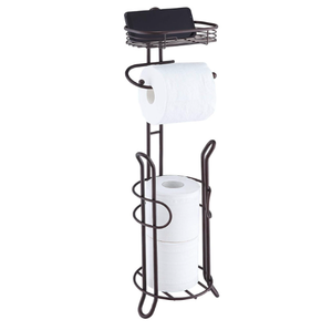 Modern Eco-Friendly Upright Iron Toilet Paper Holder for Home & Hotel Use | <b>Round</b> Bathroom Storage Rack - Product Image 6