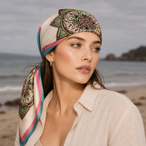 Écharpe en soie pour femme adulte, respirante, imprimée numériquement, réversible, carrée, motif tendance, style européen et américain, toutes saisons - Product Image 4
