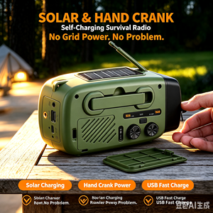 10-Year Lifespan Portable Emergency DAB+ NOAA WB FM Radio Solar <b>Speaker</b> Tactical Grade Hand Crank Global Satellite Radio - Product Image 6