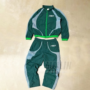 Polyester Windbreaker Tracksuit Cut and <b>Sew</b> Zip up Jacket and Nylon Pants Jogger Two Piece Track Suit Windcheater <b>Set</b> - Product Image 1