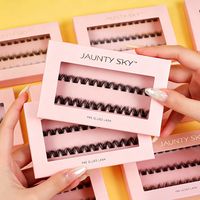 Harga Pabrik Bulu Mata Pre-Glued 0.05 0.07 C D Curl DIY Cluster Lashes 3 Baris Self-adhesive Press on Lash Segment