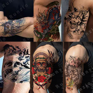 Tatouages temporaires à transfert d'eau pour Halloween, motif fantôme <span class=keywords><strong>mal</strong></span>éfique, animal, pour hommes et femmes, tatouages imperméables - Product Image 1