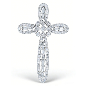 CUSTOM SILVER 10K/14K/18K GOLD PLATED LAB GROWN CVD DIAMOND CLASSIC ENGAGEMENT GIFT SWEATER <b>CHAIN</b> NECKLACE <b>CROSS</b> PENDANT - Product Image 1