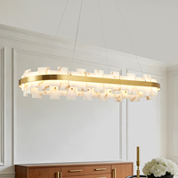 Lustre en albâtre réglable de 46,8 pouces avec texture de pierre naturelle espagnole, livraison gratuite depuis les États-Unis, idéal pour salle à manger