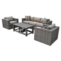 Canapé d'extérieur en rotin 5 places avec table basse dissimulée, style patio, jardin, piscine, fabricants chinois
