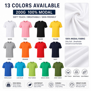 T-shirt en jean uni personnalisé haut de gamme pour homme, 200g, 100% modal, soyeux, doux, respirant, séchage rapide, écologique, vierge, marque privée, sportif - Product Image 3