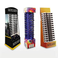 Présentoir rotatif personnalisé à 4 faces en carton pour lunettes de soleil avec éclairage LED, support de sol tournant en papier pour la vente au détail
