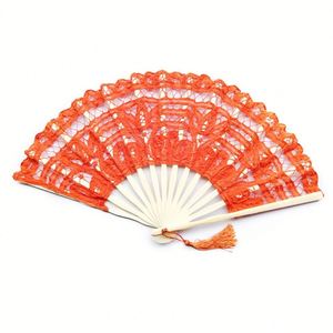 Ventiladores de mano plegables de bambú con encaje para bodas, elegantes y a la moda, para invitados, regalo publicitario, gran volumen, proveedor mayorista de China - Product Image 3