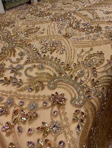 Tissu en dentelle brodé de perles de cristal haut de gamme en gros pour robes de mariée, robes de soirée et vêtements de mode – Fourniture textile - Product Image 2
