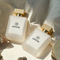 Botol Parfum Kosong Grosir 50ml 100ml, Botol Parfum Kotak Putih Matte Semi Transparan dengan Semprotan Internal dan Kotak Hadiah